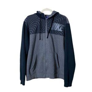 Vintage‎ 80s Nike Men Jacket Full Zip Hoodie Size Large Blue Tag Streetwear Grey